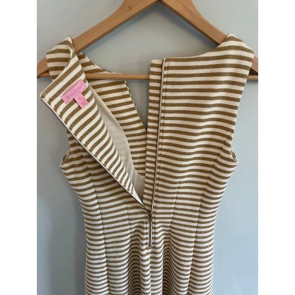 Lilly Pulitzer Brielle Dress Women's Small Gold Stripe Sparkle - Picture 5 of 8